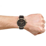 Hugo Boss Grand Prix Chronograph Brown Dial Brown Leather Strap Watch for Men - 1513605