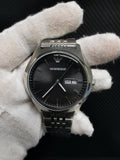 Emporio Armani Zeta Black Dial Silver Steel Strap Watch for Men - AR1977