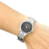 Calvin Klein Snake Black Dial Silver Steel Strap Watch For Women - K6E23141