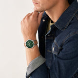 Fossil Neutra Green Dial Brown Leather Strap Watch for Men - FS5963