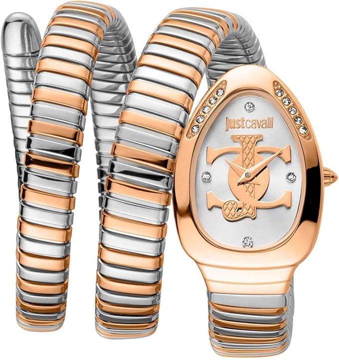 Just Cavalli Glam 5 Evo Silver Dial Two Tone Steel Strap Watch for Women - JC1L228M0085