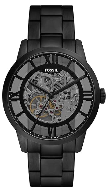 Fossil Townsman Clear Dial Black Steel Strap Watch for Men - ME3269