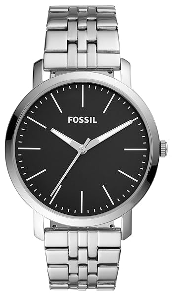 Fossil Minimalist Black Dial Silver Steel Strap Watch for Men - FS5307