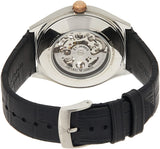 Emporio Armani Zeta Automatic Skeleton Silver Dial Black Leather Strap Watch For Men - AR60018