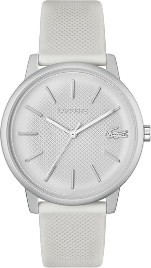 Lacoste 12.12 Silver Dial White Silicone Strap Watch for Men - 2011240