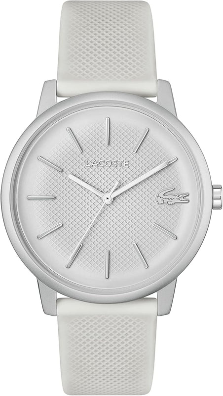 Lacoste 12.12 Silver Dial White Silicone Strap Watch for Men - 2011240