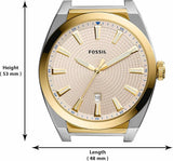 Fossil Everett Beige Dial 2 Tone Steel Strap Watch for Men - FS5823