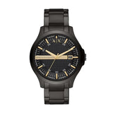 Armani Exchange Hampton Chronograph Black Dial Black Steel Strap Watch For Men - AX2413