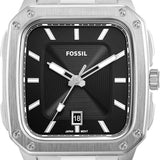 Fossil Inscription Black Dial Silver Steel Strap Watch for Men - FS5933