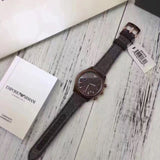 Emporio Armani  Zeta  Brown Dial Gray Fabric Strap Watch for Men - AR1976