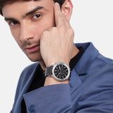 Fossil Bannon Black Dial Black Leather Strap Watch for Men - BQ2708