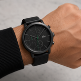 Lacoste Replay Black Dial Black Leather Strap Watch for Men - 2011177