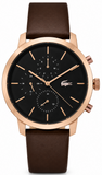 Lacoste Replay Black Dial Brown Leather Strap Watch for Men - 2011257