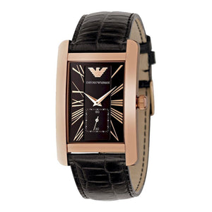 Emporio Armani Classic Black Dial Black Leather Strap Watch For Men - AR0168