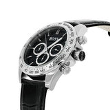 Hugo Boss Ikon Chronograph Black Dial Black Leather Strap Watch for Men - 1513178