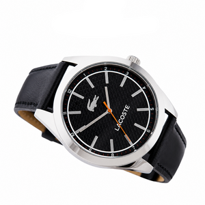 Lacoste Edmonton Black Dial Black Leather Strap Watch for Men - 2010888