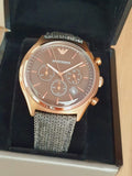 Emporio Armani  Zeta  Brown Dial Gray Fabric Strap Watch for Men - AR1976
