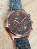 Emporio Armani  Zeta  Brown Dial Gray Fabric Strap Watch for Men - AR1976