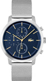 Lacoste Replay Blue Dial Silver  Steel Strap Watch for Men - 2011256