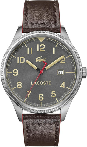 Lacoste Continental Gray Dial 2 Tone Leather Strap Watch for Men - 2011020