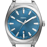 Fossil Everett Blue Dial Silver Steel Strap Watch for Men - FS6054