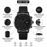 Lacoste Replay Black Dial Black Leather Strap Watch for Men - 2011177