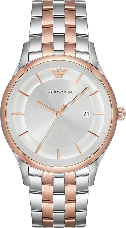 Emporio Armani Lambda Analog Silver Dial Two Tone Steel Strap Watch For Men - AR11044
