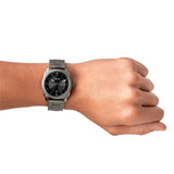 Fossil Machine Chronograph Black Dial Grey Steel Strap Watch for Men - FS4774