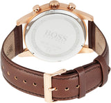 Hugo Boss Navigator Chronograph Grey Dial Brown Leather Strap Watch for Men - 1513496