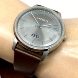 Lacoste Madrid  Grey Dial Brown Leather Strap Watch for Men - 2011033