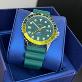 Fossil GMT Green Dial Blue Silicon Strap Watch for Men - FS5992