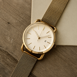 Fossil Commuter White Dial Gold Steel Strap Watch for Women - ES4332