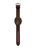Fossil Machine Brown Dial Brown Leather Strap Watch for Men - FS6101