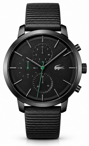 Lacoste Replay Black Dial Black Leather Strap Watch for Men - 2011177