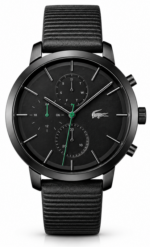 Lacoste Replay Black Dial Black Leather Strap Watch for Men - 2011177