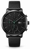 Lacoste Replay Black Dial Black Leather Strap Watch for Men - 2011177