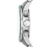 Fossil Autocross Green Dial Silver Steel Strap Watch for Men - BQ2878