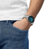 Tissot PR516 Blue Dial Silver Steel Strap Watch for Men - T149.417.11.041.01