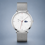 Lacoste Moon White Dial Silver Steel Strap Watch for Men - 2011025