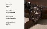 Fossil Minimalist Brown Dial Brown Leather Strap Watch for Men - FS5551