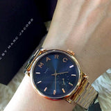 Marc Jacobs Baker Blue Dial Rose Gold Steel Strap Watch for Women - MBM3330