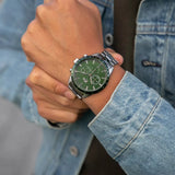 Lacoste Boston Green Dial Silver Steel Strap Watch for Men - 2011080