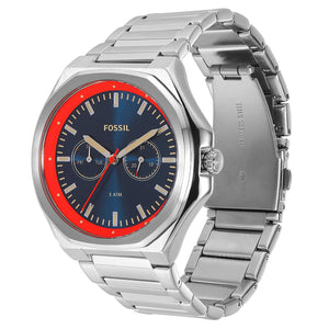 Fossil Evanston Blue Dial Silver Steel Strap Watch for Men - BQ2774
