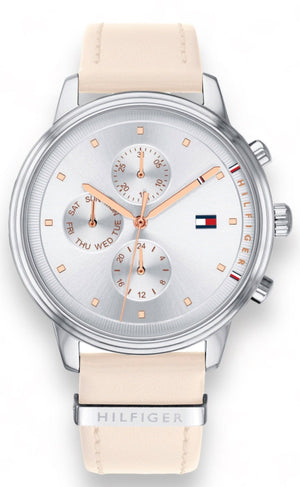 Tommy Hilfiger Blake Chronograph Silver Dial Pink Leather Strap Watch For Women - 1781906