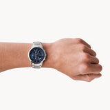 Emporio Armani Renato Chronograph Blue Dial Silver Steel Strap Watch For Men - AR11164