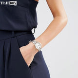 Emporio Armani Alpha Silver Dial Two Tone Steel Strap Watch for Women - AR1962