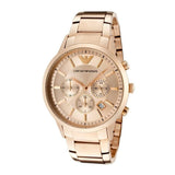 Emporio Armani Classic Chronograph Rose Gold Dial Rose Gold Steel Strap Watch For Men - AR2452