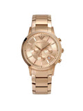 Emporio Armani Classic Chronograph Rose Gold Dial Rose Gold Steel Strap Watch For Men - AR2452