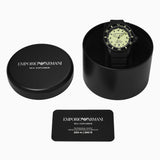 Emporio Armani Sea Explorer Automatic Yellow Dial Black Silicone Strap Watch For Men - AR60085