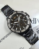 Emporio Armani Diver Chronograph Black Dial Black Steel Strap Watch For Men - AR80050